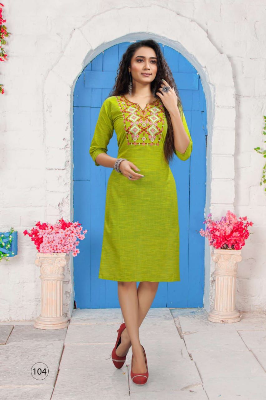 Love 101 Latest Ethnic Wear Heavy Cotton Embroidery Kurti Collection